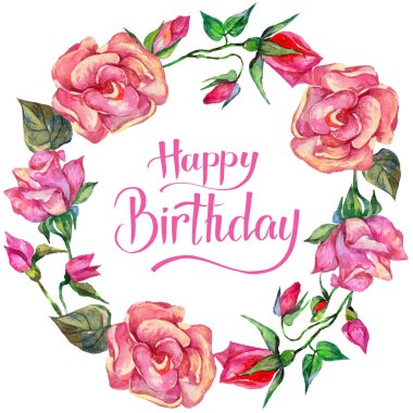 Kır çiçeği rosa çiçek çelenk suluboya tarzında.