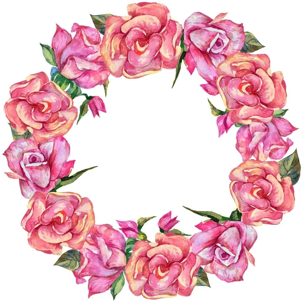 Wildflower rosa Wieniec kwiatów w stylu przypominającym akwarele. — Zdjęcie stockowe