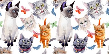 Kedi vahşi hayvan desen suluboya tarzında.