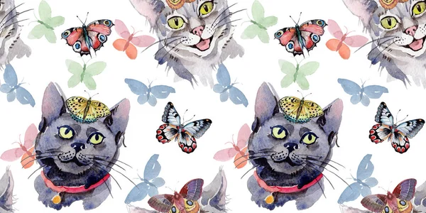 Kedi vahşi hayvan desen suluboya tarzında.