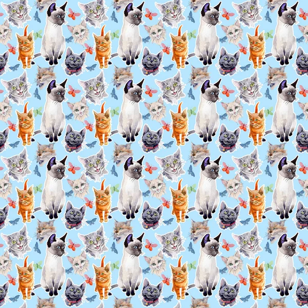 Cat wild animal pattern in a watercolor style.