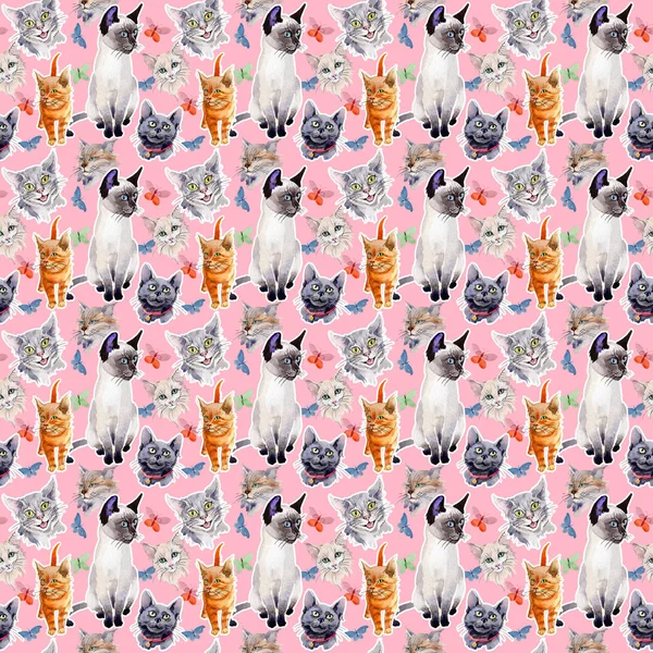 Cat wild animal pattern in a watercolor style.