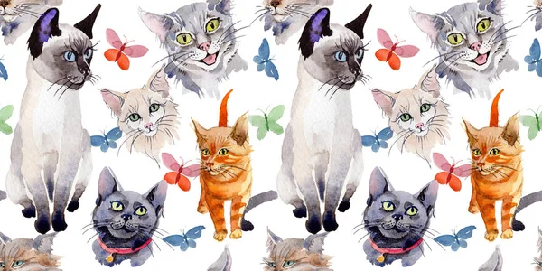 Kedi vahşi hayvan desen suluboya tarzında.