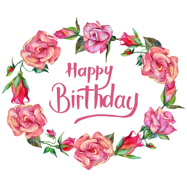 Kır çiçeği rosa çiçek çelenk suluboya tarzında.