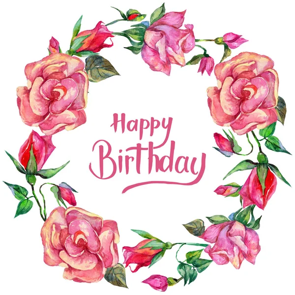 Kır çiçeği rosa çiçek çelenk suluboya tarzında.