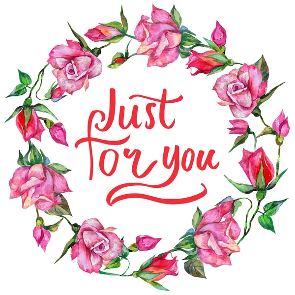 Kır çiçeği rosa çiçek çelenk suluboya tarzında.