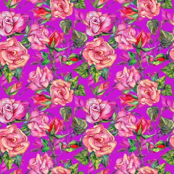 Wildflower rosa blomstermønster i akvarellform . – stockfoto
