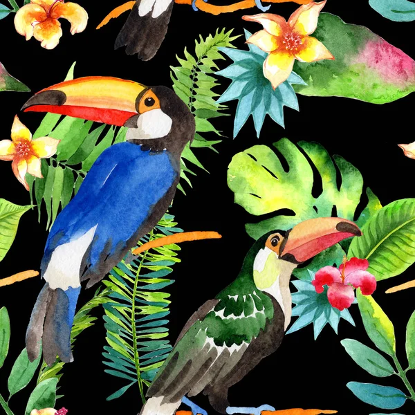 Cielo uccello modello toucan in una fauna selvatica da acquerello stile . — Foto Stock