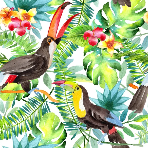 Cielo uccello modello toucan in una fauna selvatica da acquerello stile . — Foto Stock