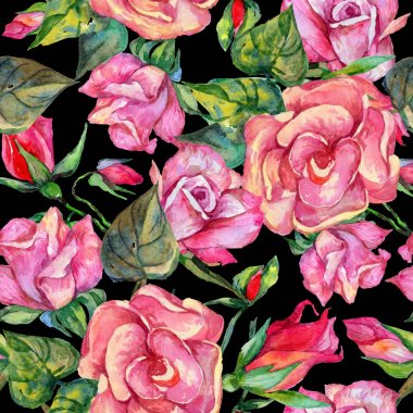 Kır çiçeği rosa çiçek deseni suluboya tarzında.