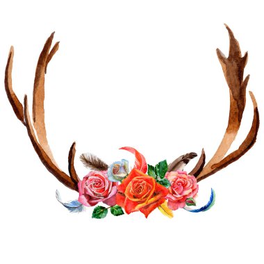 Ren geyiği vahşi hayvan izole bir suluboya tarzında.