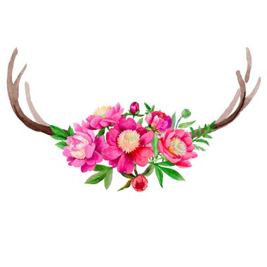 Ren geyiği vahşi hayvan izole bir suluboya tarzında.