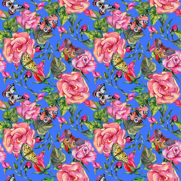 Kır çiçeği rosa çiçek deseni suluboya tarzında.