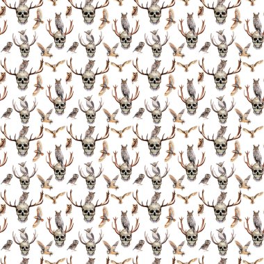 Ren geyiği vahşi hayvan desen suluboya tarzında.