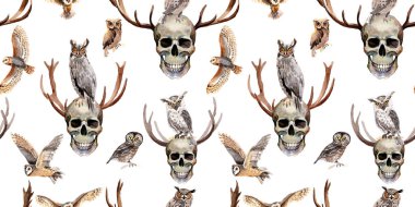 Ren geyiği vahşi hayvan desen suluboya tarzında.