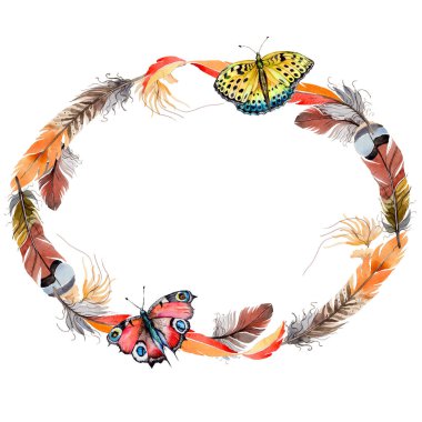 Suluboya kuş tüyü çelenk Wing.