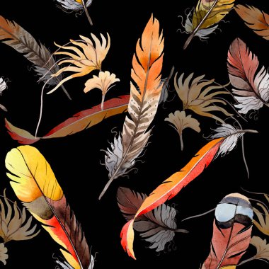 Suluboya kuş tüyü desen Wing.