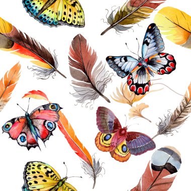 Suluboya kuş tüyü desen Wing.