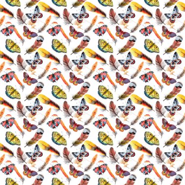 Suluboya kuş tüyü desen Wing.