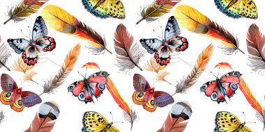 Suluboya kuş tüyü desen Wing.