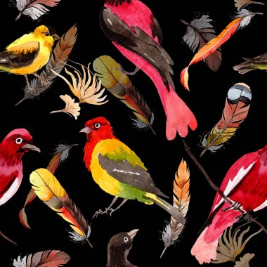 Suluboya kuş tüyü desen Wing.