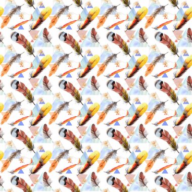 Suluboya kuş tüyü desen Wing.