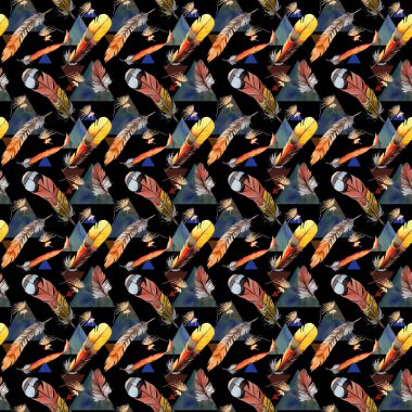 Suluboya kuş tüyü desen Wing.