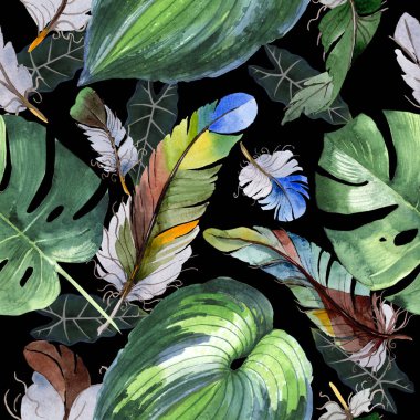 Suluboya kuş tüyü desen Wing.