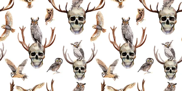 Ren geyiği vahşi hayvan desen suluboya tarzında.