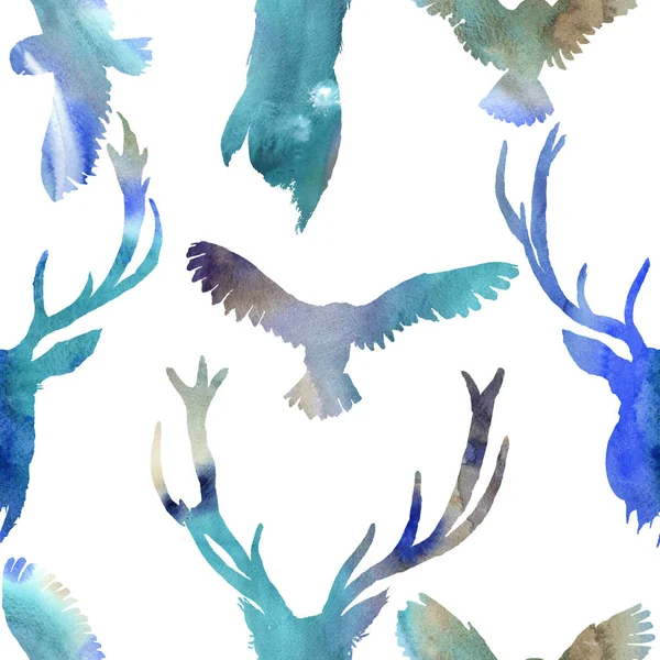Reindeer wild animal pattern in a watercolor style. — Stock Photo, Image