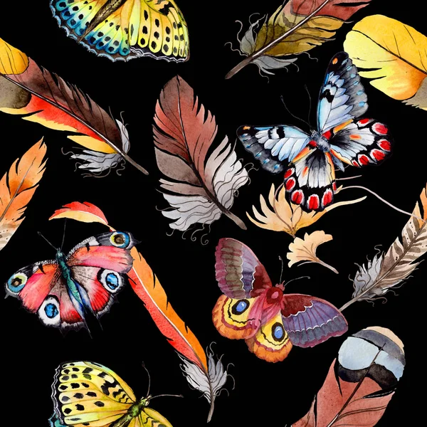 Suluboya kuş tüyü desen Wing.