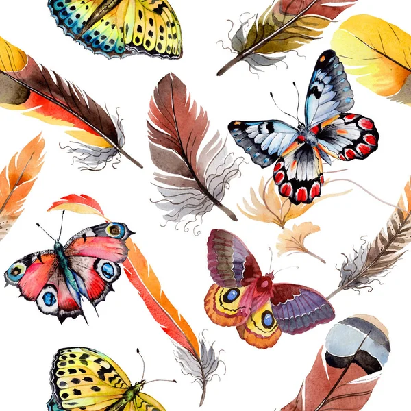 Suluboya kuş tüyü desen Wing.