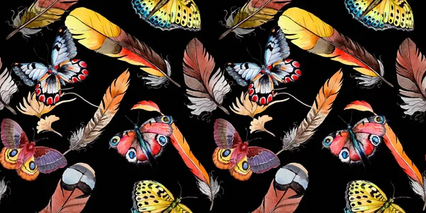 Suluboya kuş tüyü desen Wing.