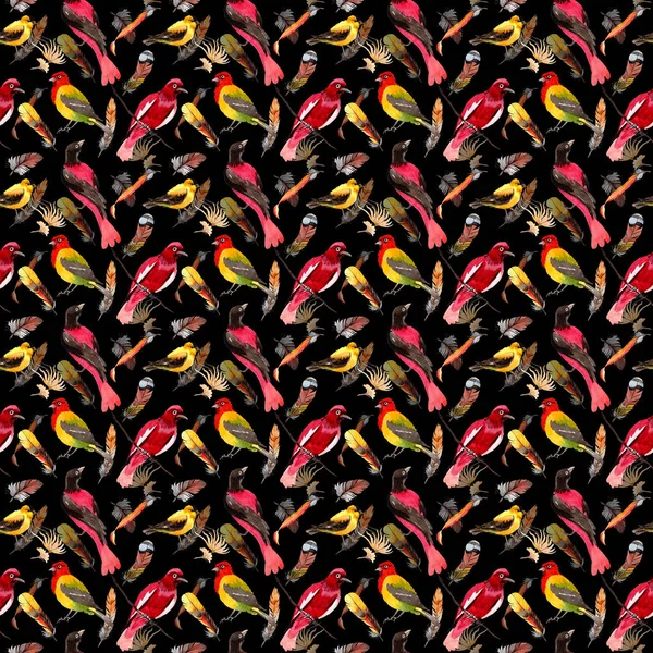 Watercolor bird feather pattern from wing.