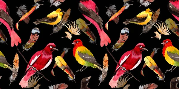 Padrão de penas de pássaro aquarela de asa . — Fotografia de Stock