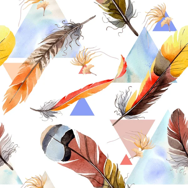Patrón de pluma de pájaro acuarela de ala . — Foto de Stock