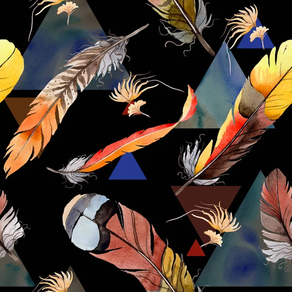 Padrão de penas de pássaro aquarela de asa . — Fotografia de Stock