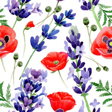 Kır çiçeği lavanta çiçek deseni suluboya tarzında.