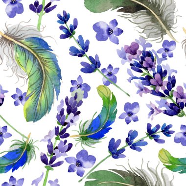 Kır çiçeği lavanta çiçek deseni suluboya tarzında.