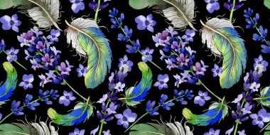 Kır çiçeği lavanta çiçek deseni suluboya tarzında.