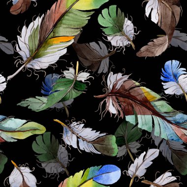 Suluboya kuş tüyü desen Wing.