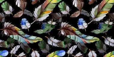 Suluboya kuş tüyü desen Wing.