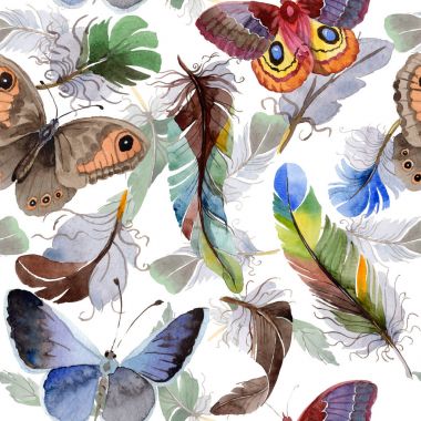 Suluboya kuş tüyü desen Wing.