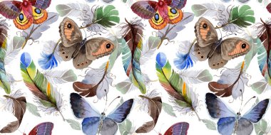 Suluboya kuş tüyü desen Wing.