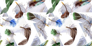 Suluboya kuş tüyü desen Wing.