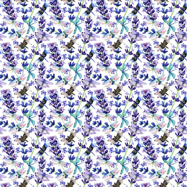 Wildflower lavendel blommönster i akvarell stil. — Stockfoto