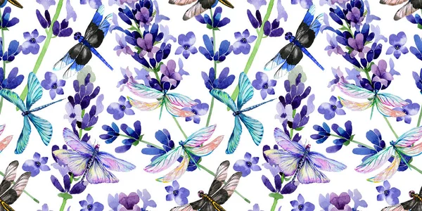 Kır çiçeği lavanta çiçek deseni suluboya tarzında.
