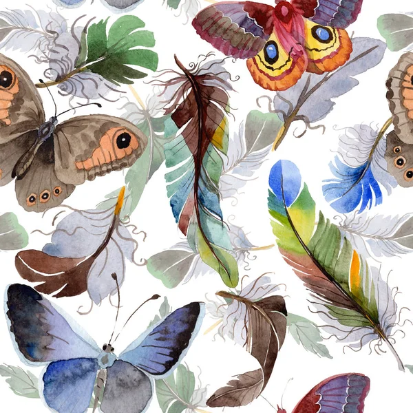 Suluboya kuş tüyü desen Wing.