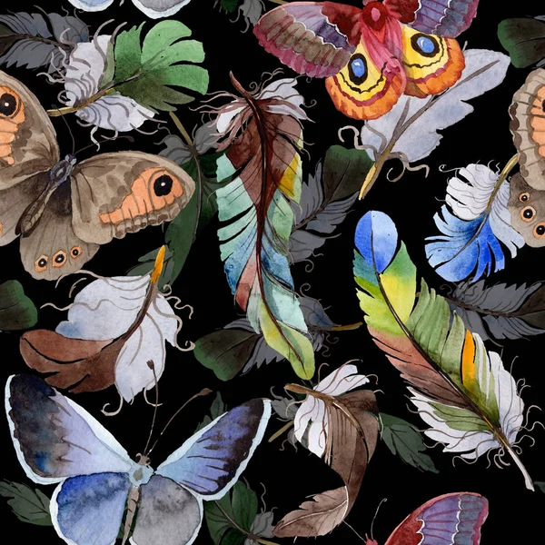 Suluboya kuş tüyü desen Wing.