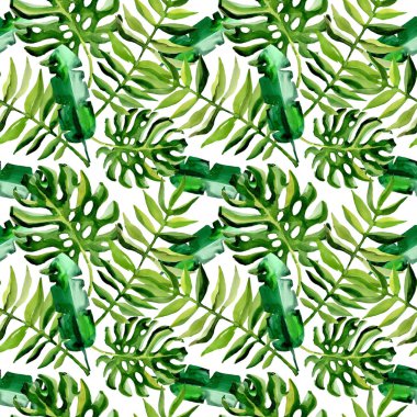 Tropikal Hawaii palmiye ağacı desen bir suluboya tarzında bırakır..